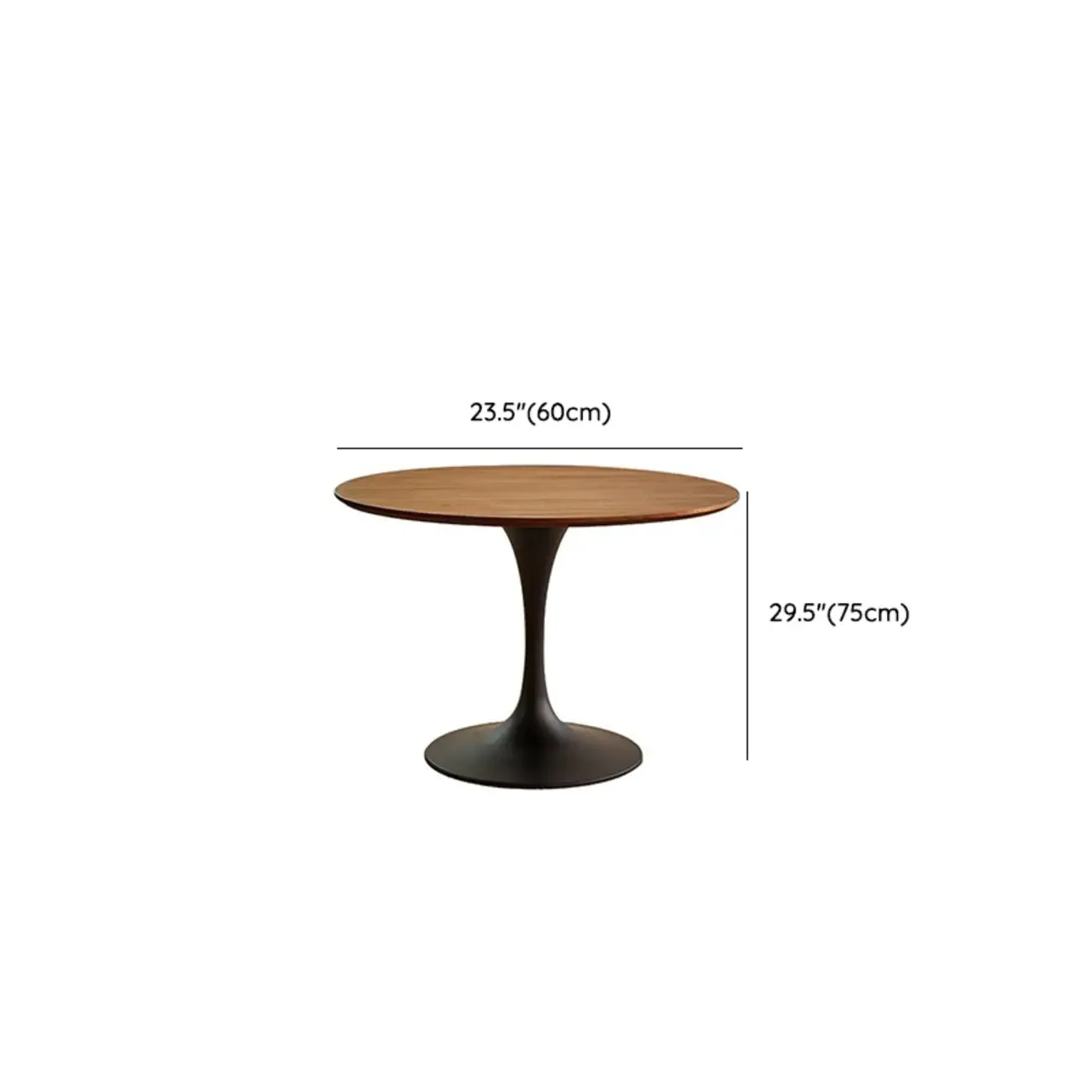 Casual Black Metal Wood Round Dining Table