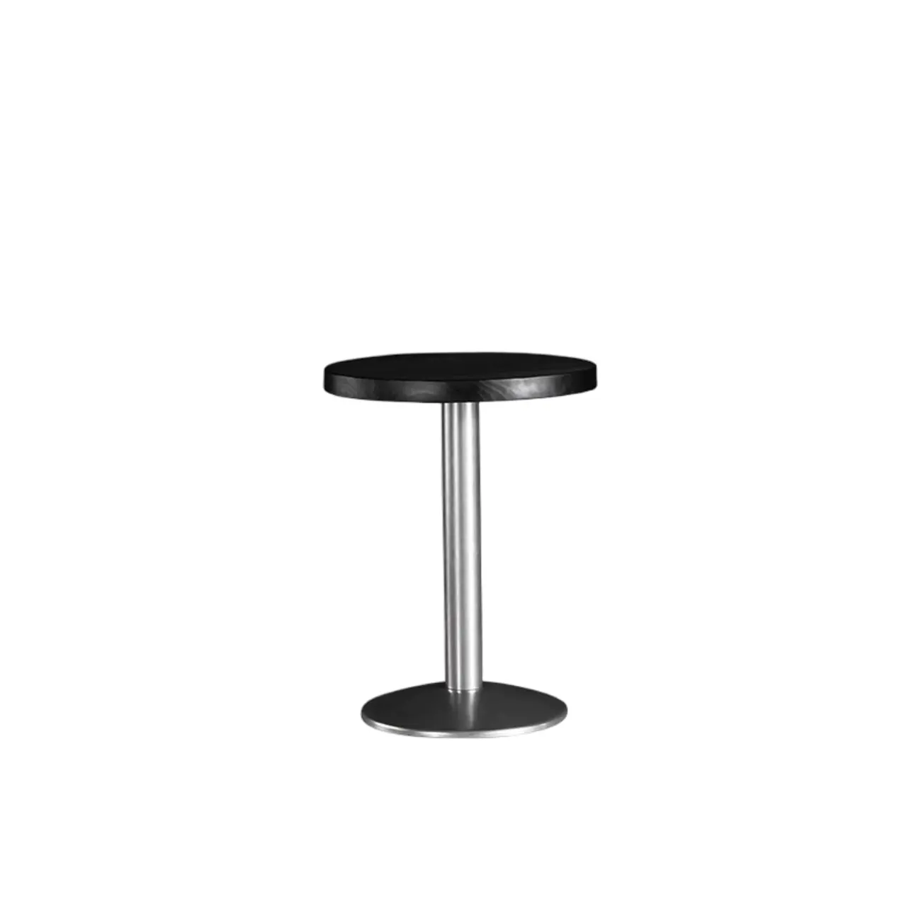 Modern Black Round Wooden Silver Metal Pedestal Bar Tables
