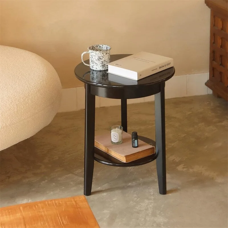 2-Tier End Table Wooden Side Table - 15.35D x 15.35W x 19.69H