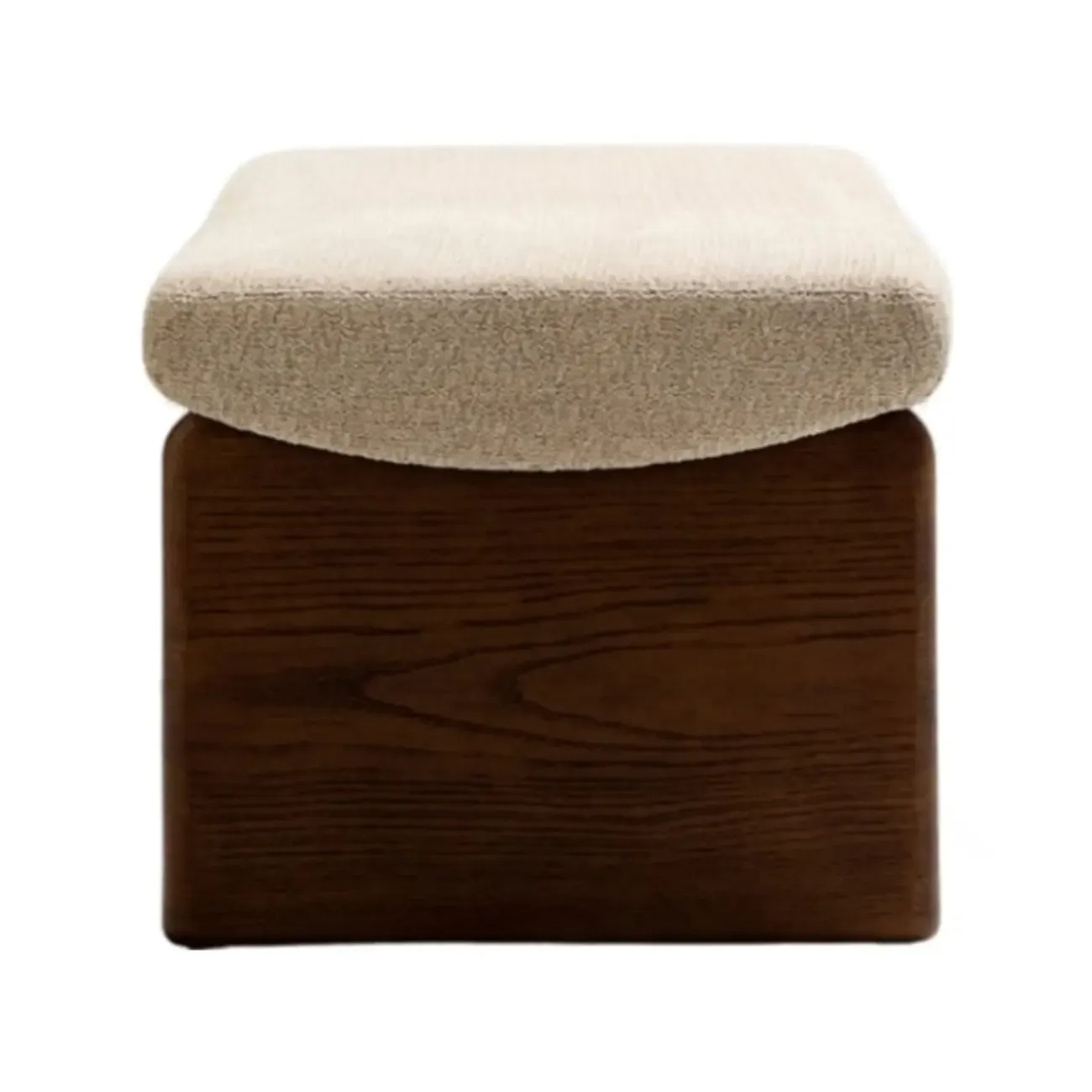 Modern Upholstered Beige Bedroom Bench Wooden Frame