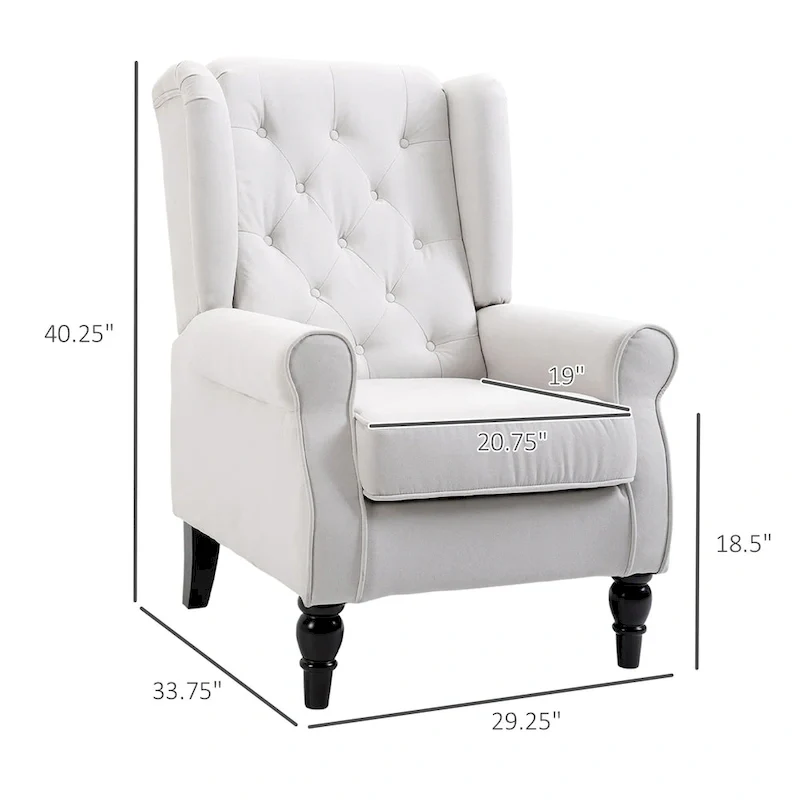 Cream White 29.3 High Back Tufted Accent Chair
