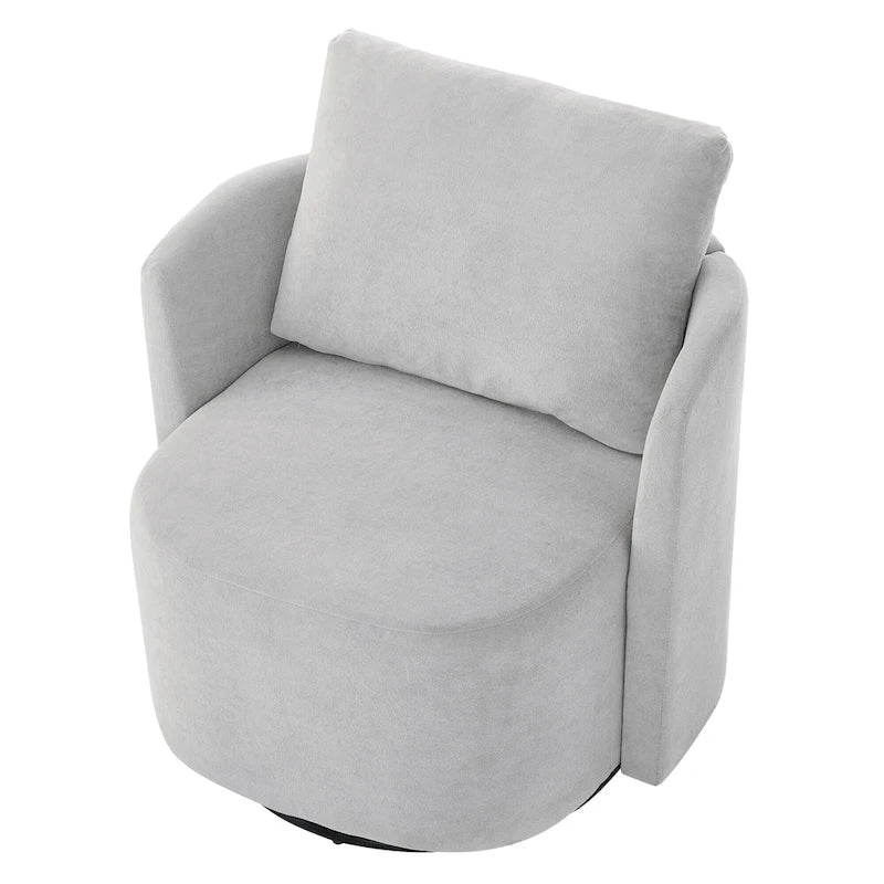 360 Swivel Chair, 29.9 Accent Barrel Armchair, Upholstered Swivel Sofa Chair with Curved Design