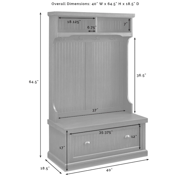Crosley Seaside Distressed White Hall Tree