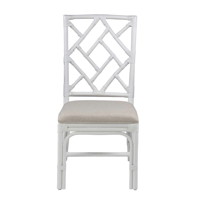 Natural Rattan Handmade Chippendale Cushioned Dining Chairs by East at Main