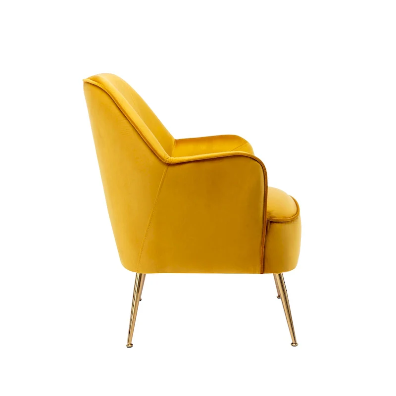 Velvet Upholstered Accent Chair with Gold Chrome Legs