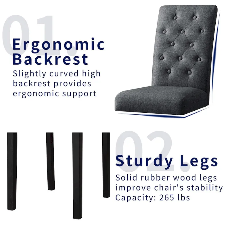 Subrtex Linen Parsons Upholstered Button Dining Chair (2-Pack)