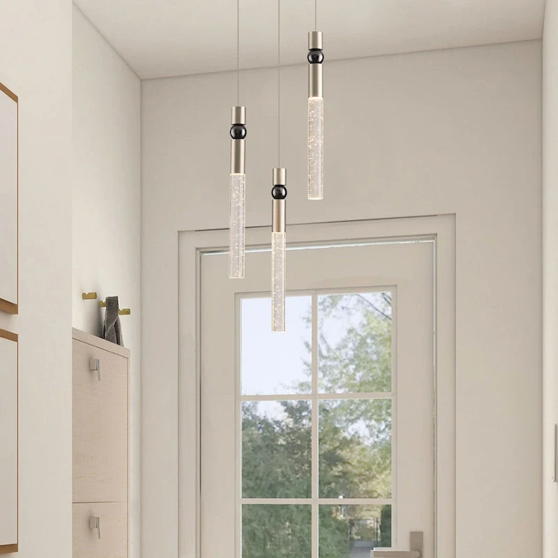 3-Light LED Crystal Pendant Light, Dimmable Ceiling Hanging Light Fixture