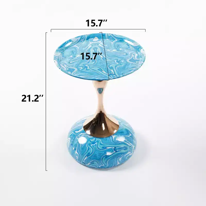 21.2 H Elegance Mermaid Tail Metal Pedestal End Table