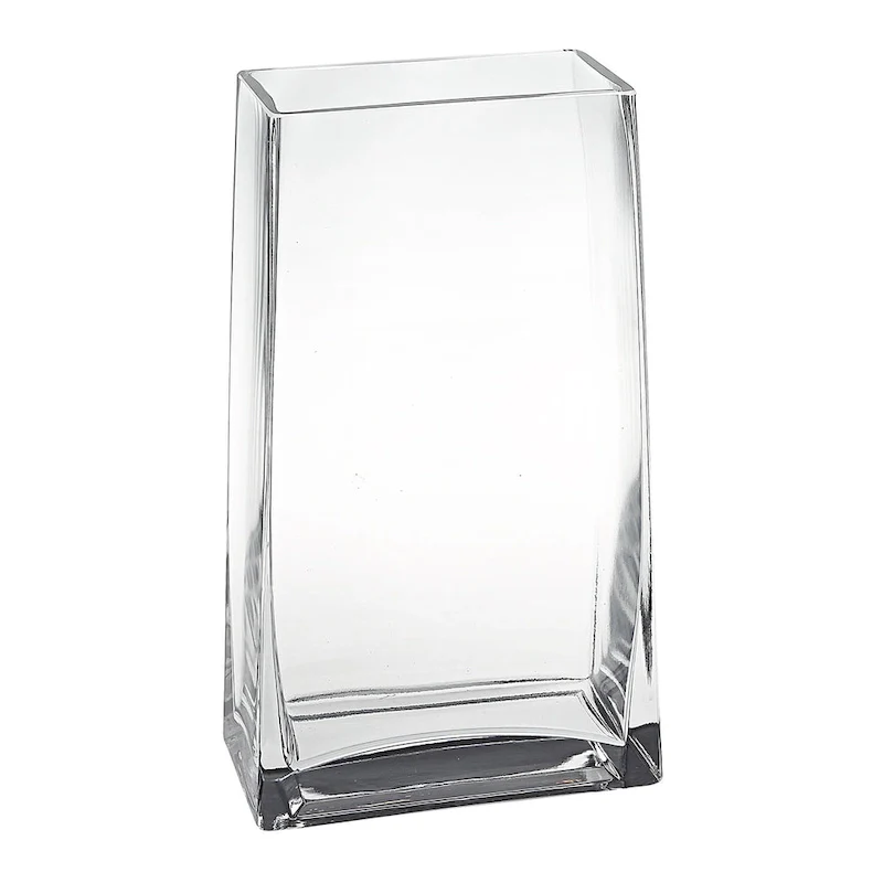 HomeRoots 10  Clear Crystal Glass Rectangular Table Vase