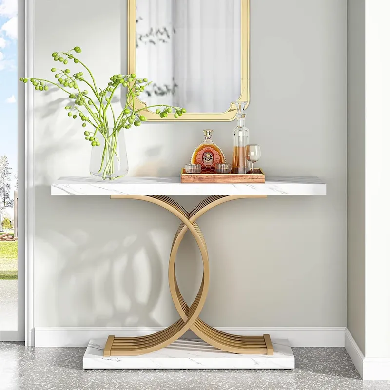 Console Table, Entryway Table with Geometric Legs, Sofa Table - 11.81D x 39.37W x 31.49H