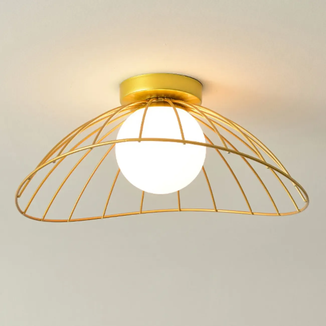 Modern Hallway Metal Rhombus Semi Flush Ceiling Light