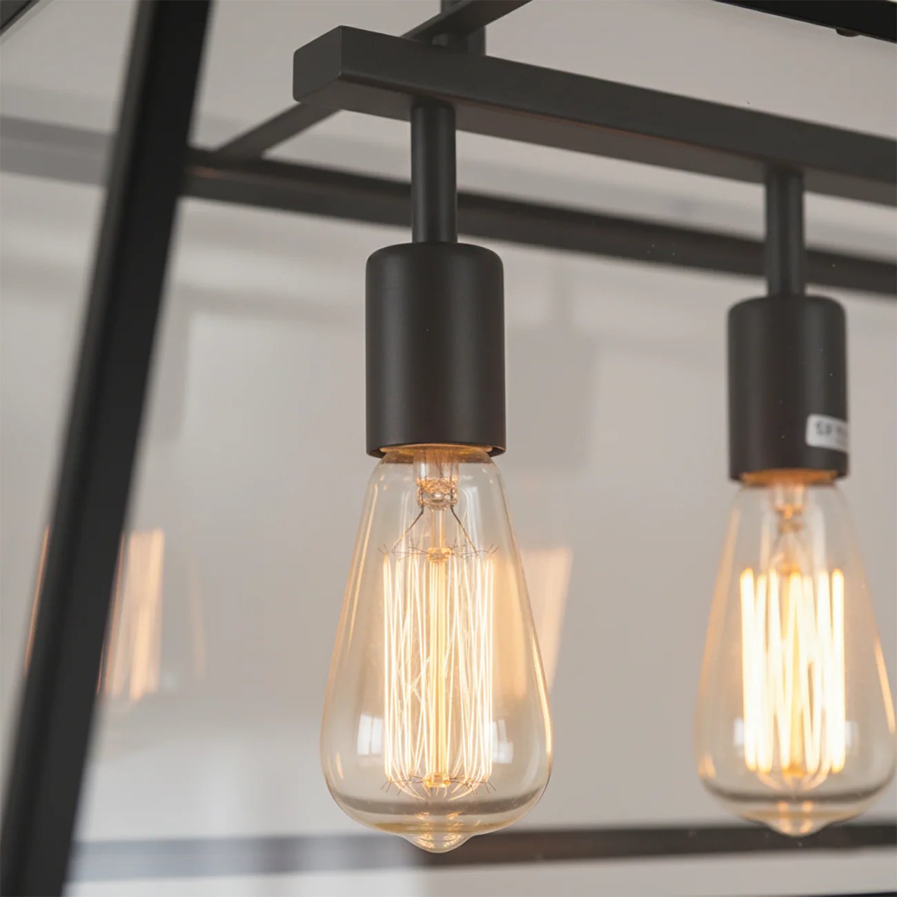 Industrial Black Rectangle Adjustable Kitchen Island Light