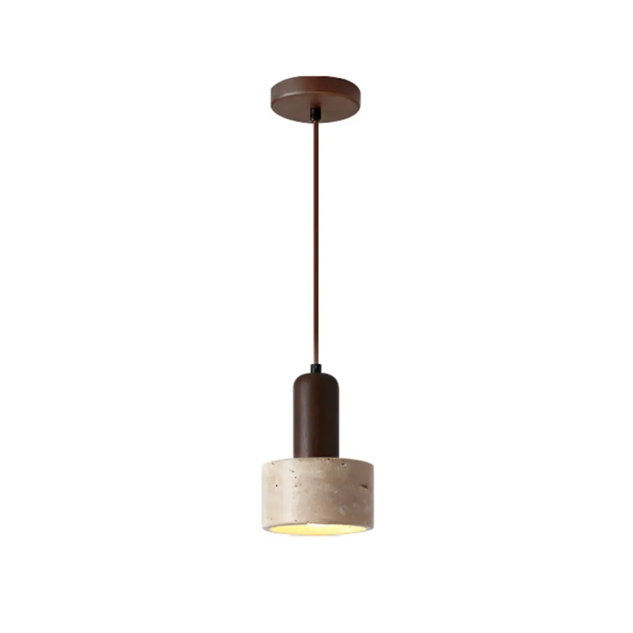 Cylinder Wood Stone Rope Bedside Pendant Light