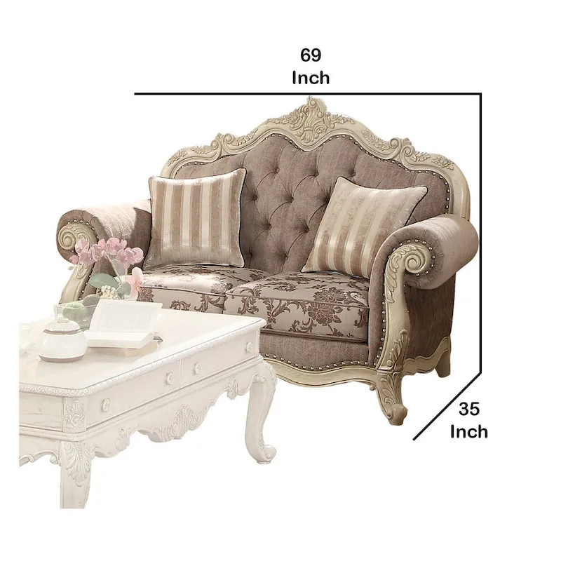Fabric Loveseat with Cabriole Legs, Gray