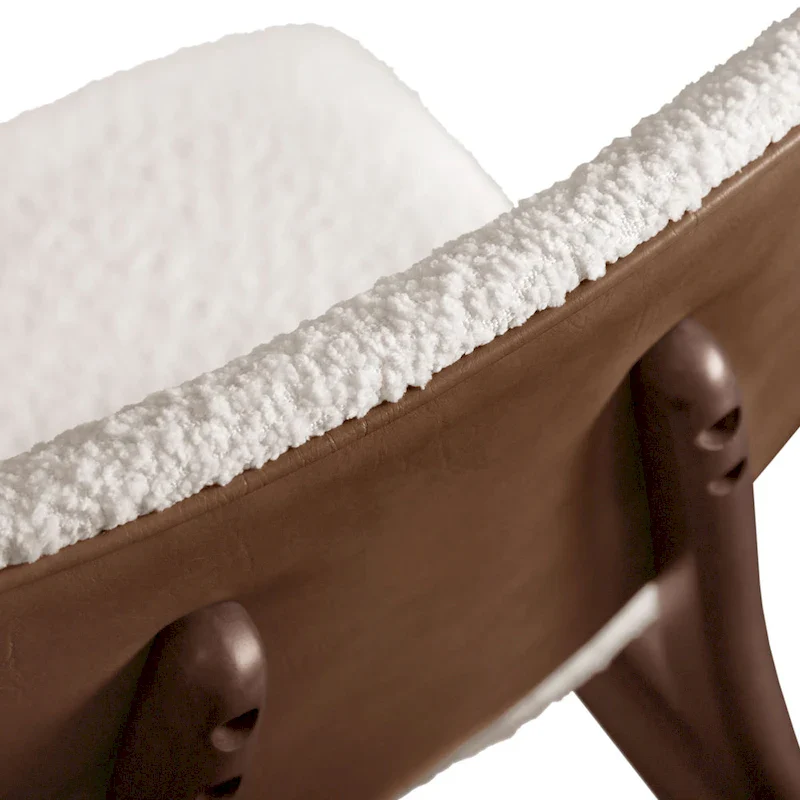 Mid-century 2-Pack Walnut Dining Chair Set with Boucle Upholstery