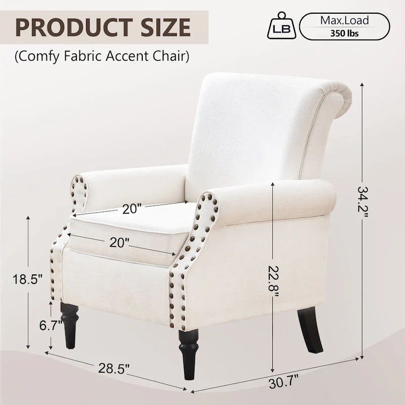 Mid-Century Modern Upholstered Accent chair with Solid Wood Legs