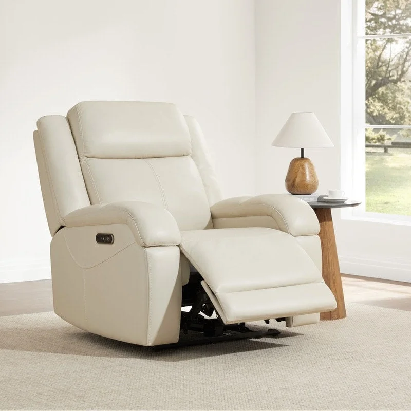 Brown Leather Power Recliner with Headrest - Single Seat