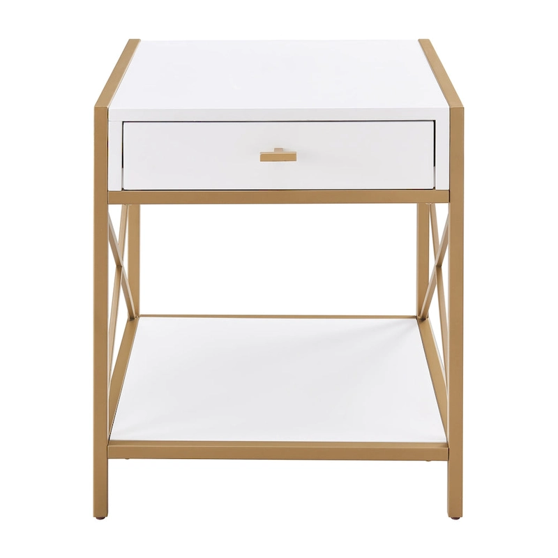 Leick Home Claudette Mixed Metal and Wood Drawer End Table