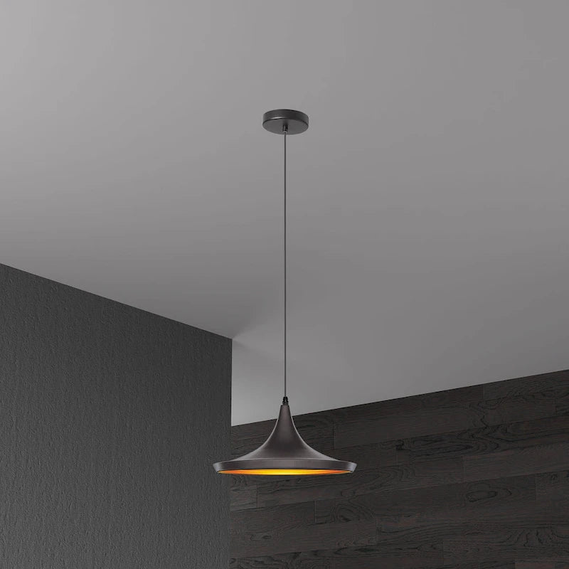 Dainolite 1-light Pendant in Matte Black Gold - Matte Black
