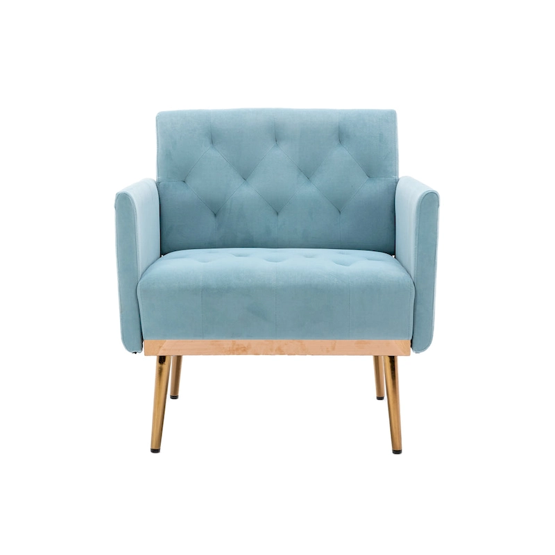 Velvet Upholstered Tufted Accent Chair With Golden feet