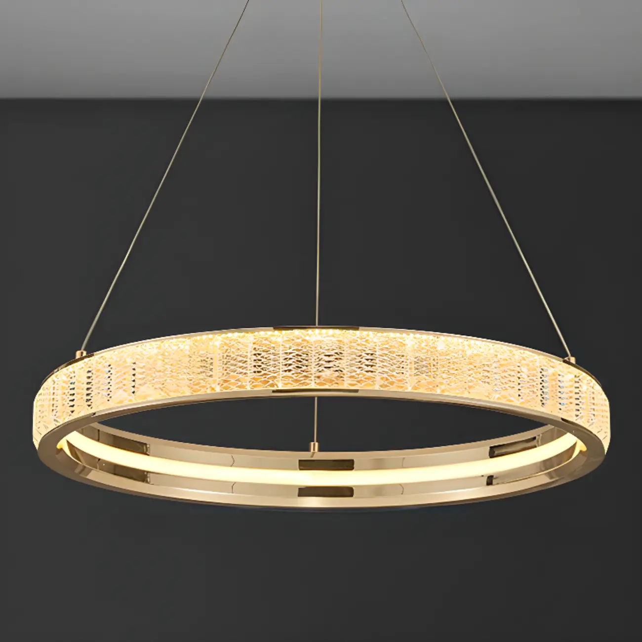 Luxury Gold Ring Crystal Elegant LED Chandelier