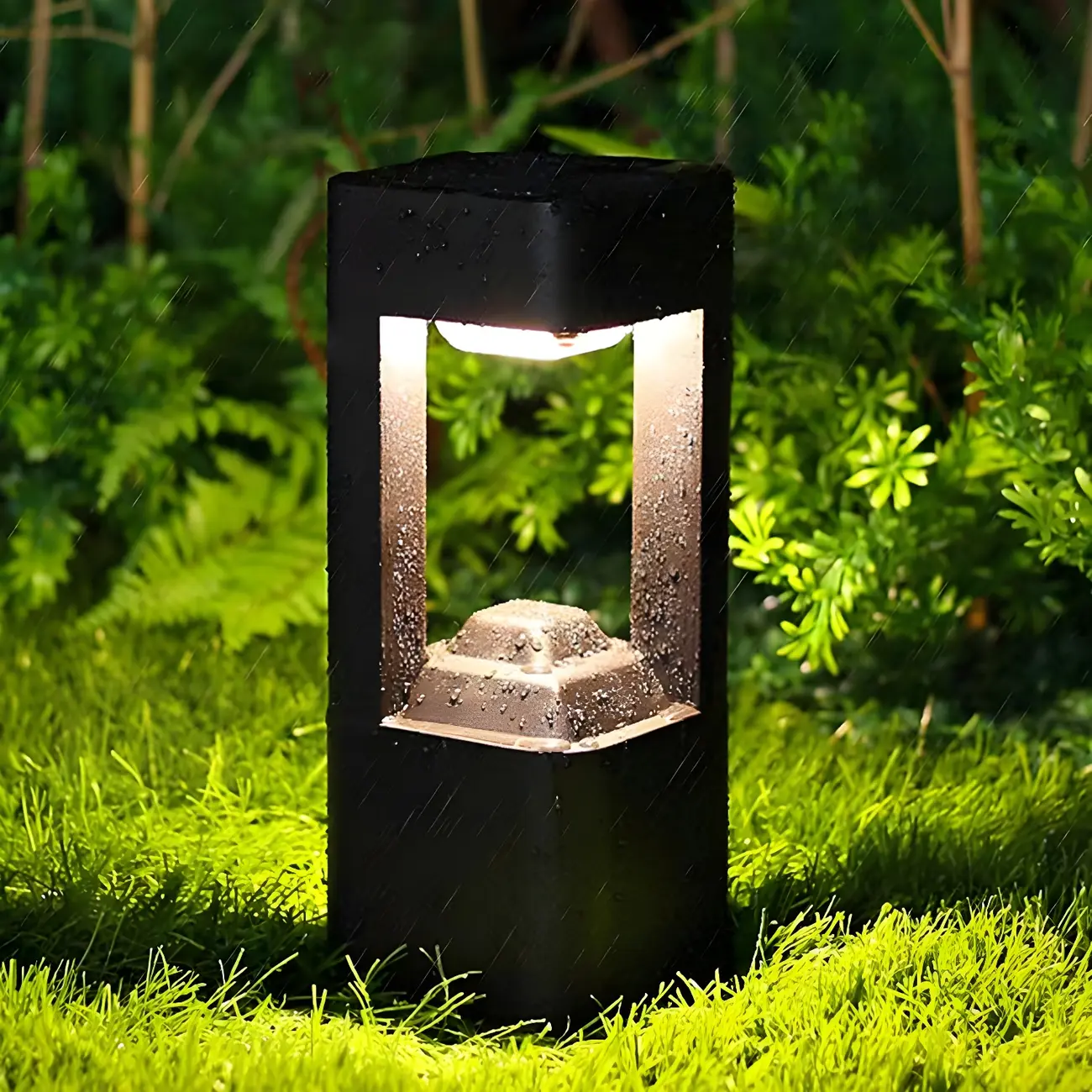 Black Metal Warm Light Lawn Post Cap Light