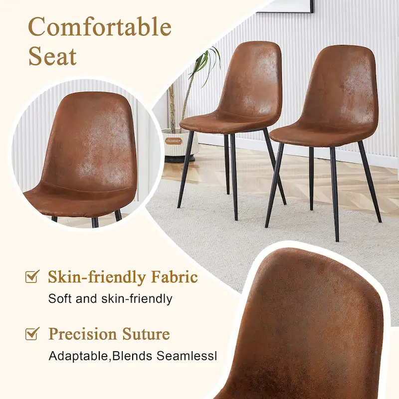 Modern Dining Set with Rectangular Black A-Frame Table & Round Backrest Chairs