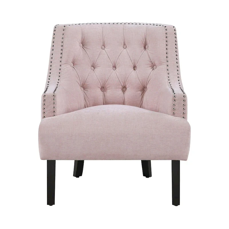 Modern Traditional Accent Chair Chenille Upholstery Button-Tufted Solid Wood 1pc Living Room Furniture
