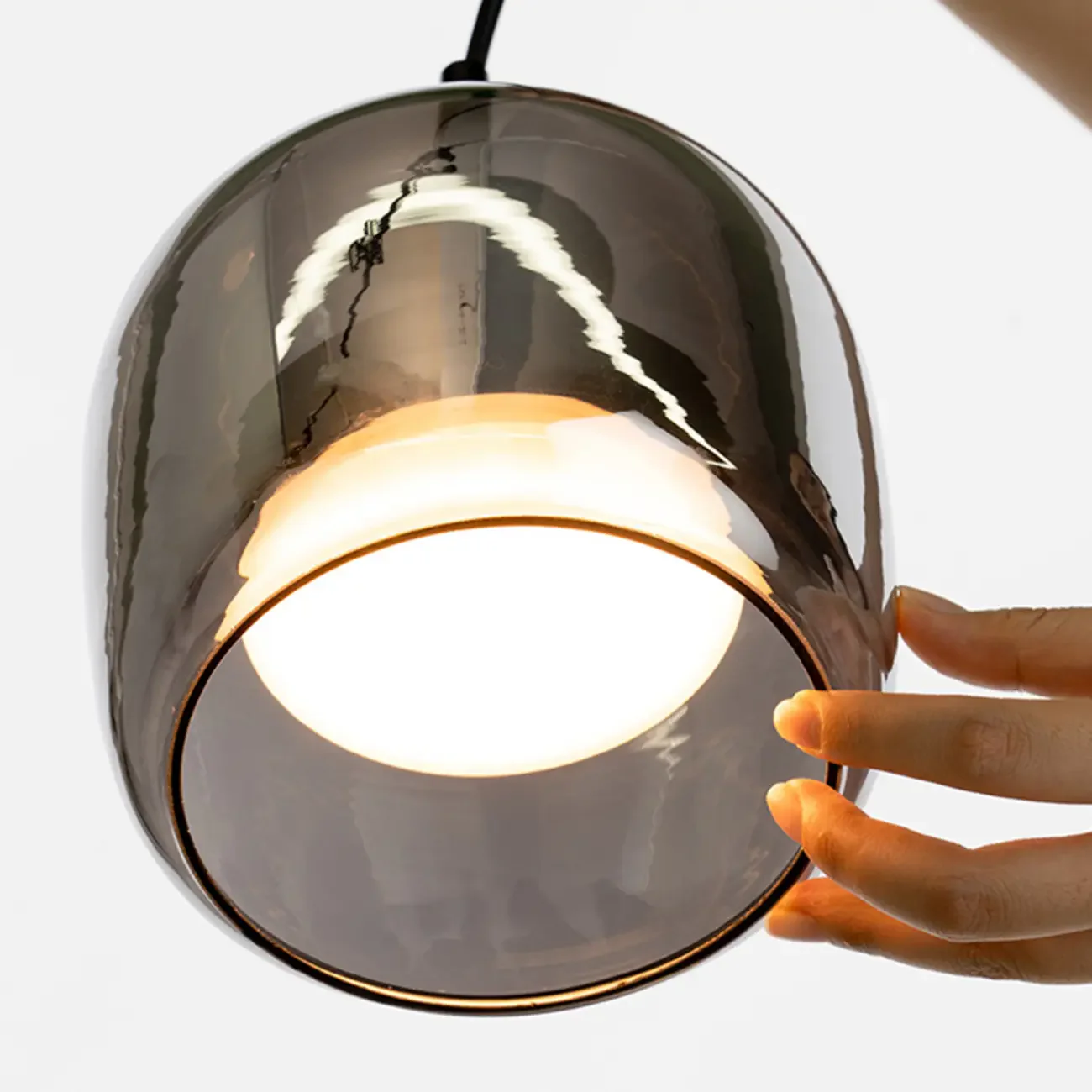 Modern 3 Light Black Glass Jar Pendant Light