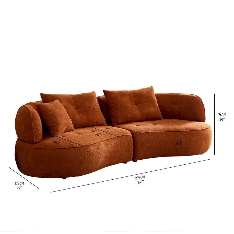 Sectional Sofa With Removable Pillows,Durable Fabric,Solid Wood Frame