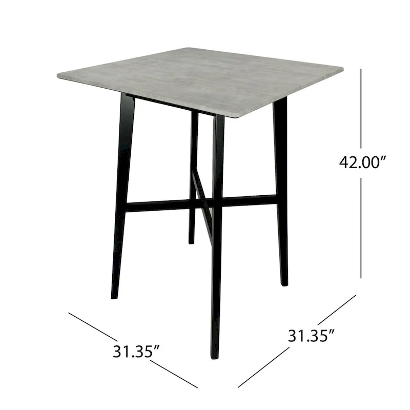 Modern Bar Height 42 Dining Table, Rubberwood Legs and Laminate Table Top