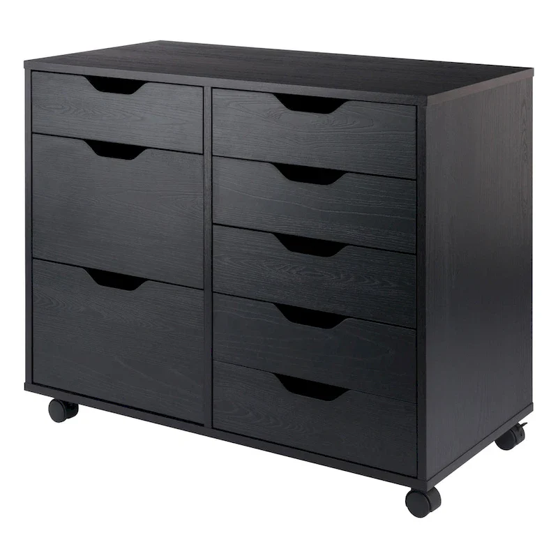 6-Drawer Storage Mobile Cabinet Set - 32  - Black