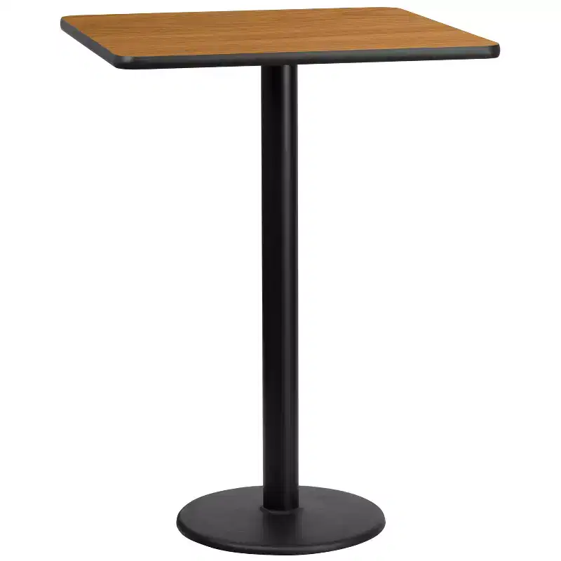 Emma and Oliver 30 Square Laminate Table Top with 18 Round Bar Height Table Base