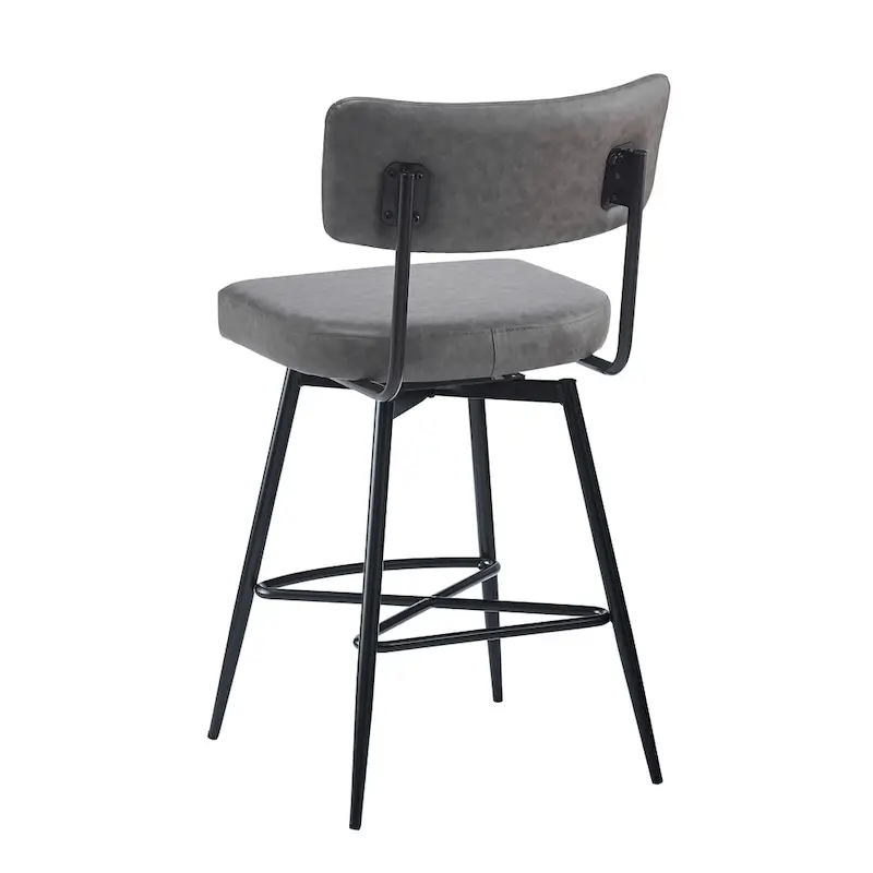 26 Retro Swivel Counter Stools, Set of 2 PU Leather Bar Chairs with Cushioned Seat and Iron Frame