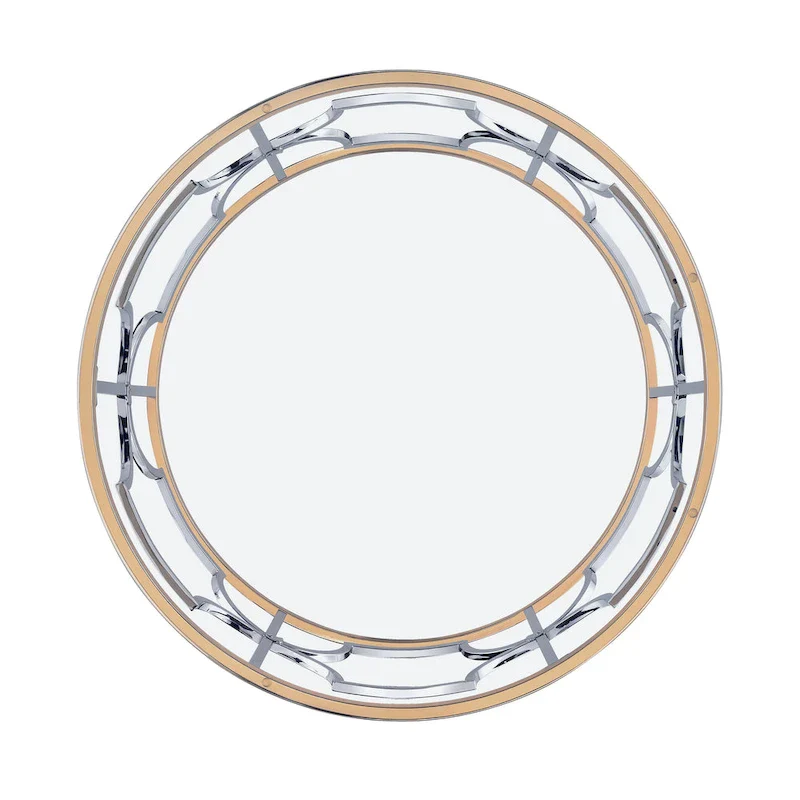 DH BASIC Modern Style Chrome and Gold Round Open Coffee Table by Denhour