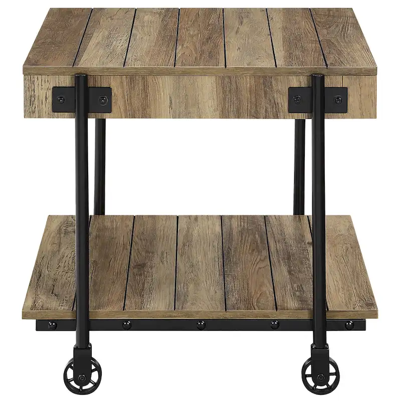 Farmhouse Steel 2-Piece Coffee Table Set with Shelf