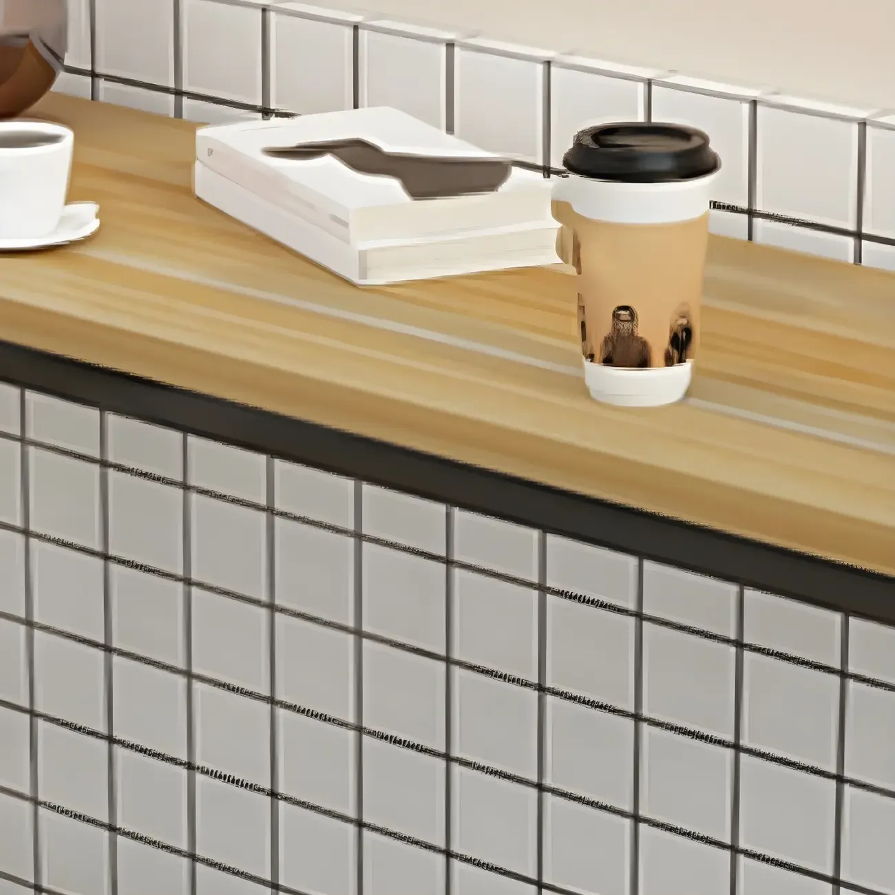 Rectangular Natural Wood Metal Trestle Bar Tables