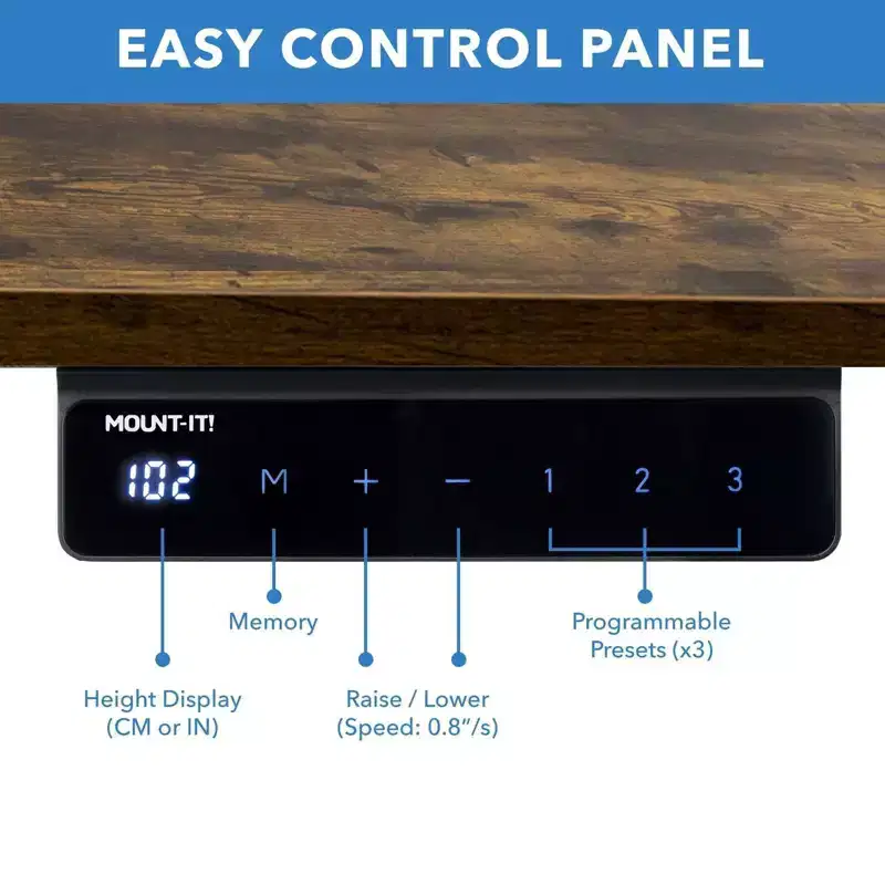Mount-It! Electric Sit-Stand Desk with Tabletop - Black/Oak