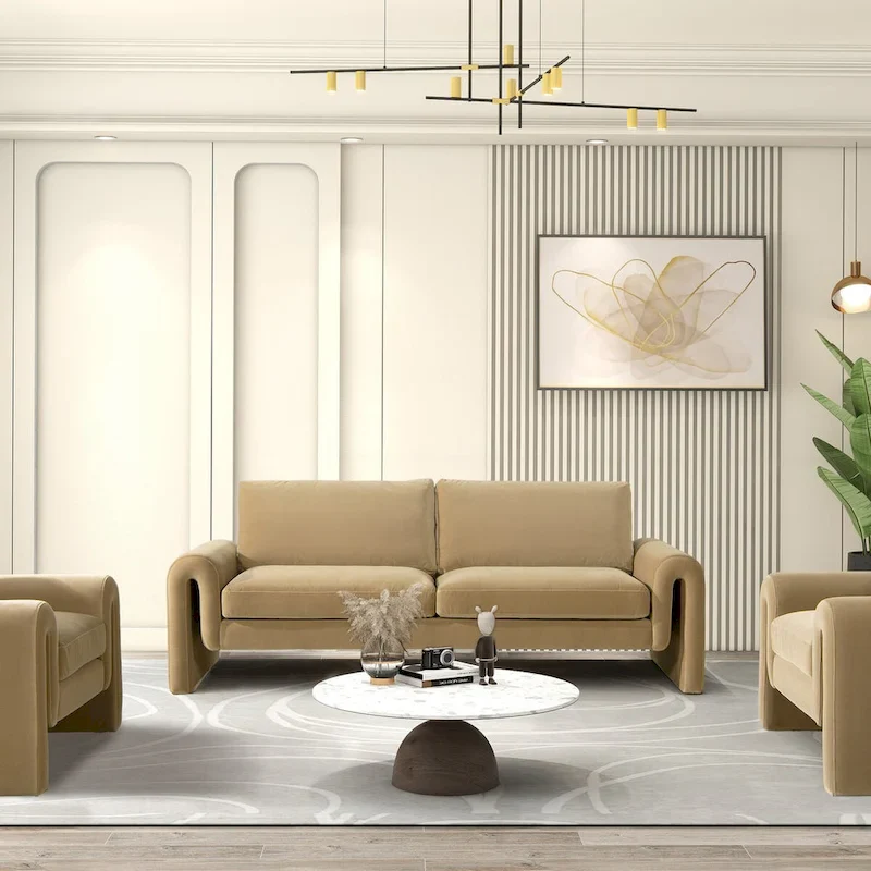 Mason 85 Velvet Pillow Back Curved Arm Sofa