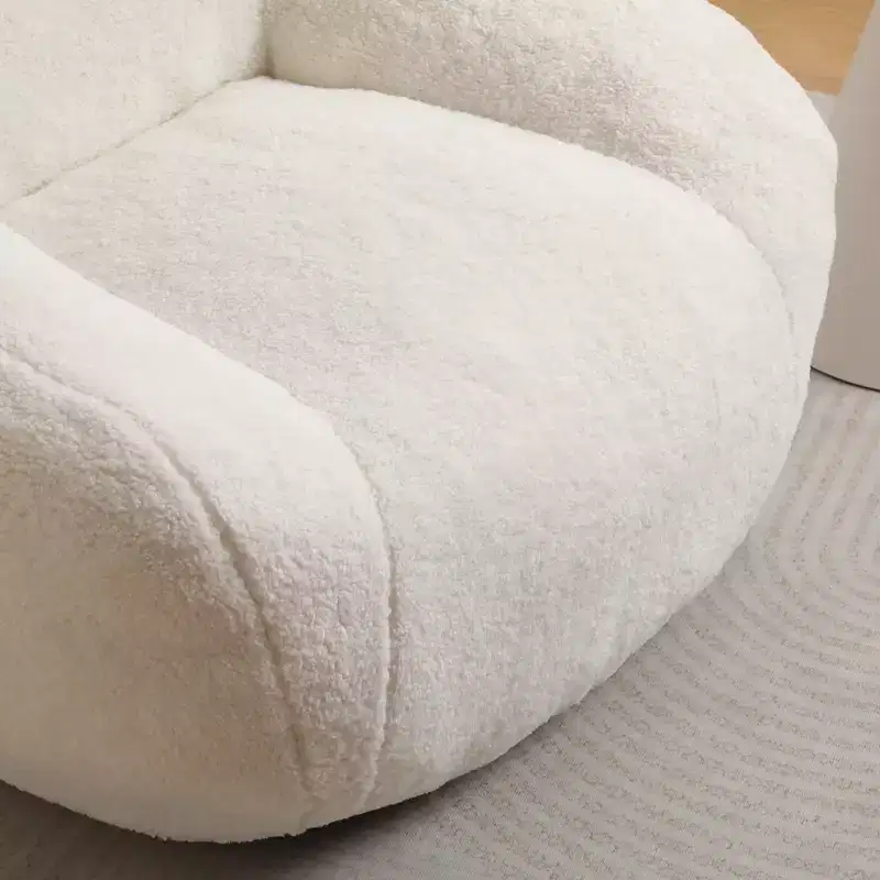 Light Gray / Off White / Rose Red Faux Fur Bean Bag Chair with Armrest — 1 Adult