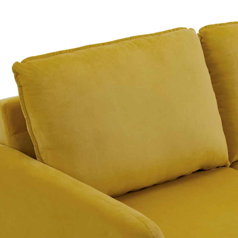 Modern Loveseat Velvet Wood Legs Sofa