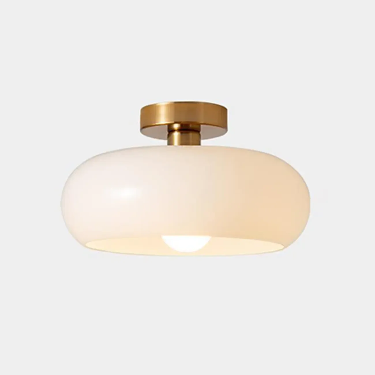 Mini White Drum Glass Dome Semi Flush Mount Ceiling Light