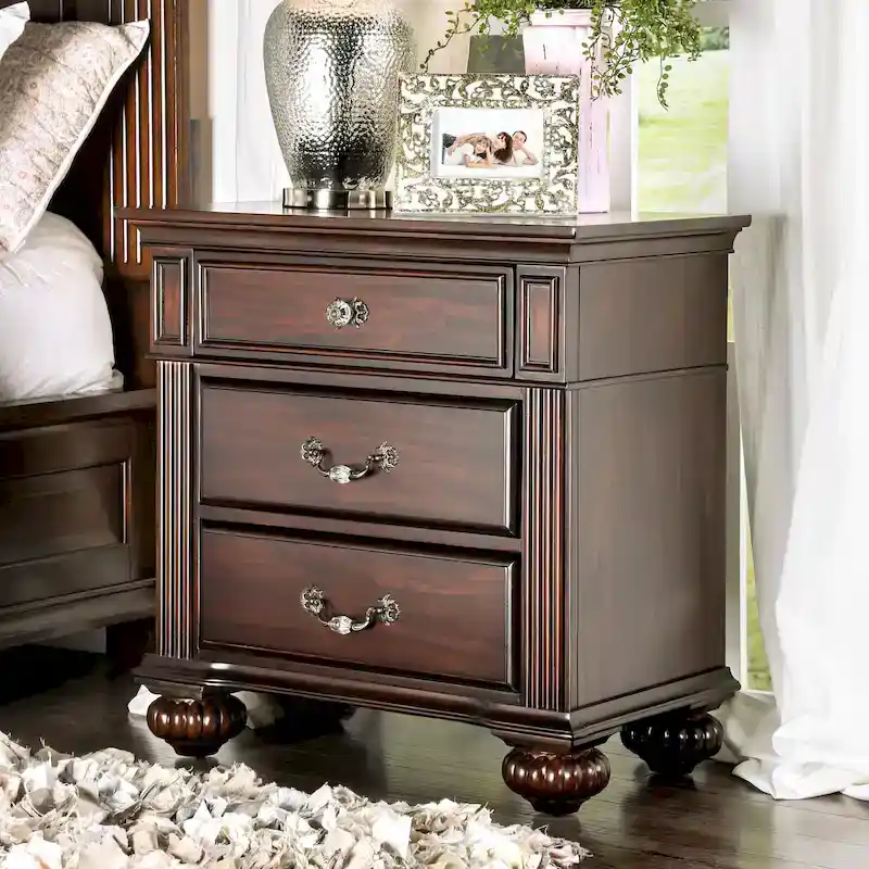 Vame Traditional Walnut Solid Wood 3-Piece Poster Bedroom Set by Furniture of America