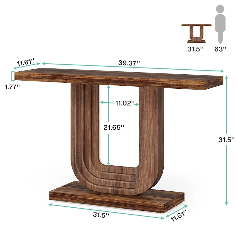 39 Wood Entryway Table with Geometric Base