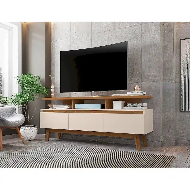 Yonkers Mid Century Modern Wood . Media Console Cabinet