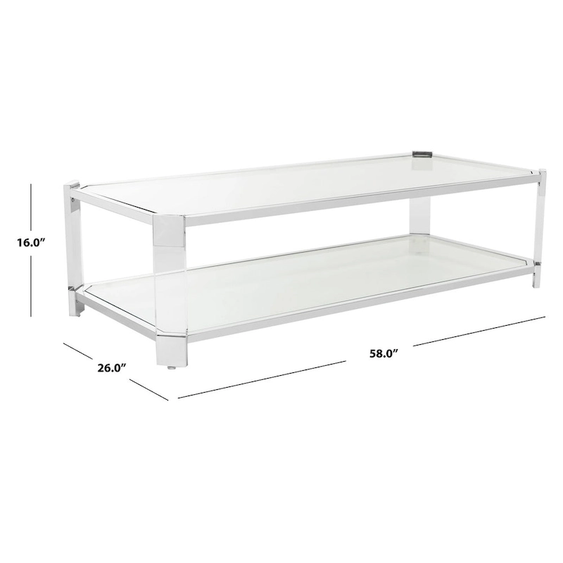 SAFAVIEH Couture Begoa Clear Glass Coffee Table - 58 W x 26 L x 16 H - 58Wx26Dx16H