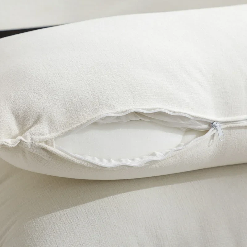 L-Shape Chenille Upholstered Sofa with Ottoman