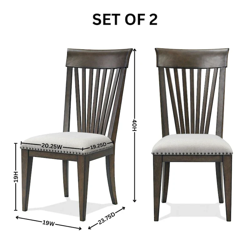 Roundhill Furniture Grant Nailhead Trim Dining Chairs, Set of 2, Beige