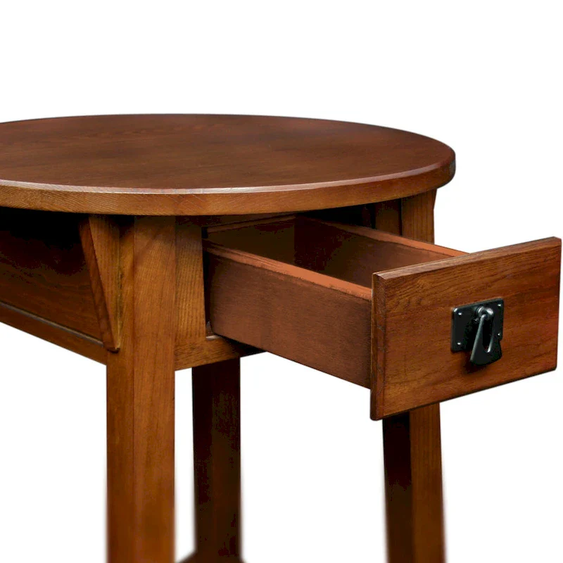 Mission Round End Table with Drawer