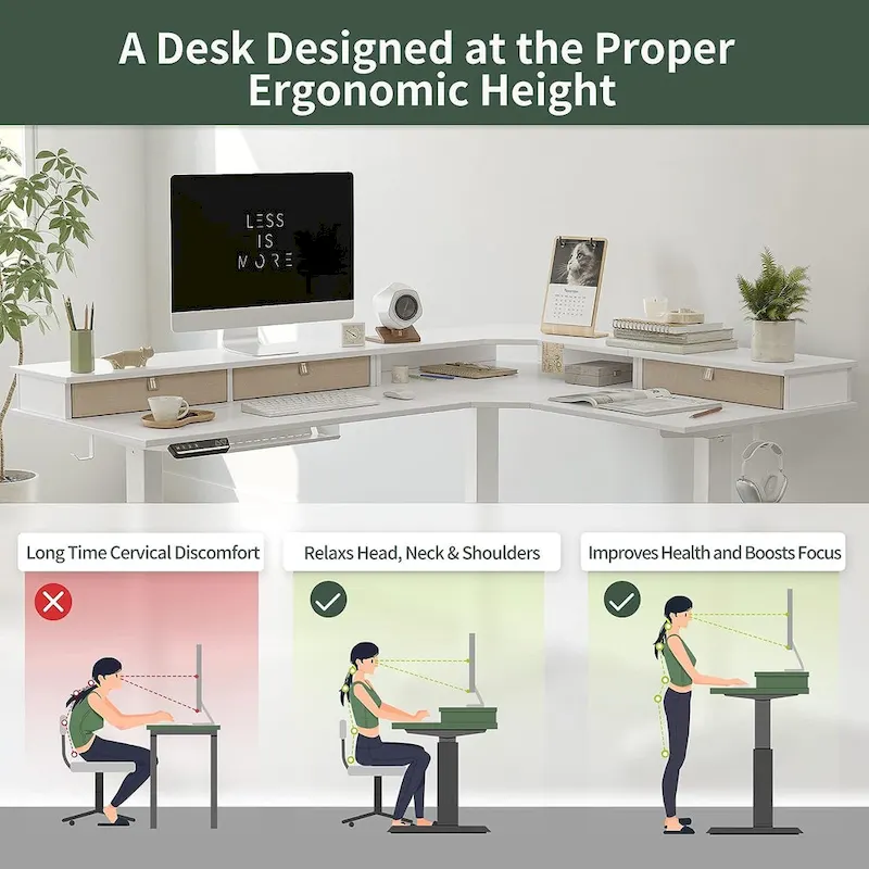 FEZIBO/Home Office Furniture/Brown&Black/Wood/Standing Desk/Desks